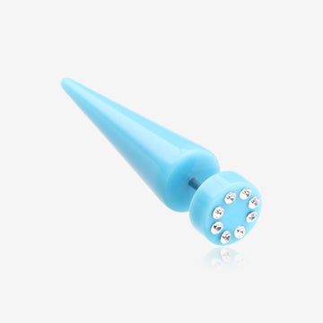 A Pair of Multi Gem Solid Acrylic Faux Taper Earring-Light Blue